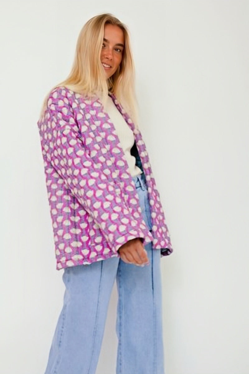 Moon Baskılı Kapitone Ceket