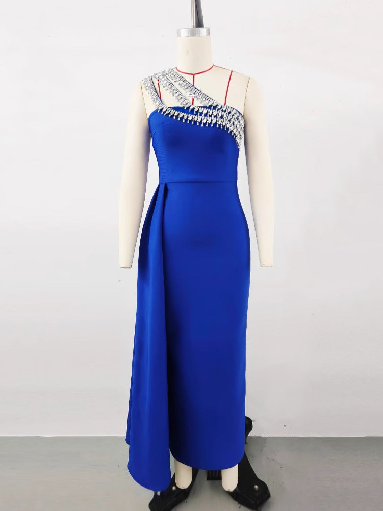 Azure Drapeli Midi Elbise