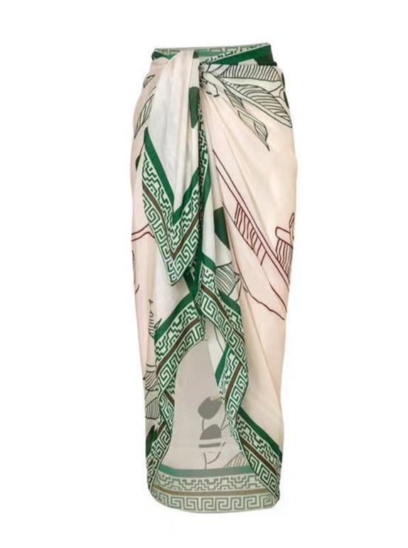 Kurdeleli Mayo ve Tropikal Baskılı Etek