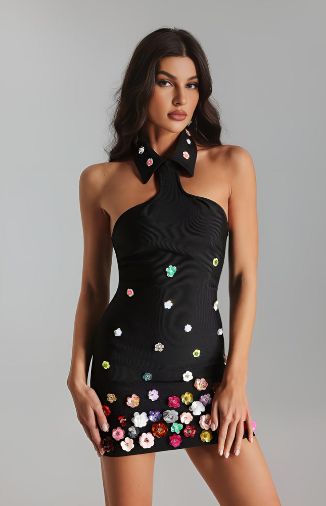 Elysian Çiçek İşlemeli Bodycon Elbise