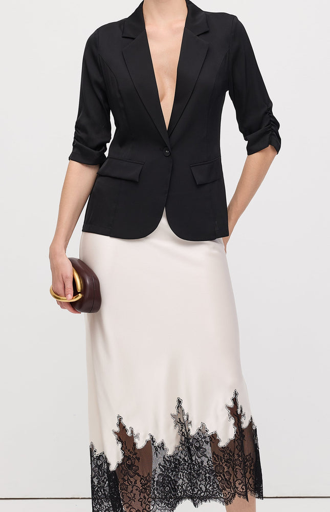 Dantel Saten Midi Etek