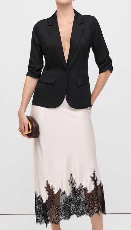 Dantel Saten Midi Etek