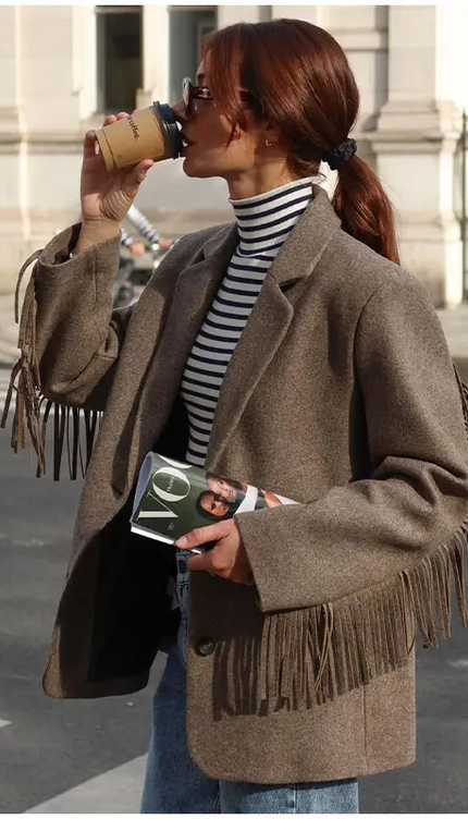 Aıya Püsküllü Yün Karışımlı Ceket