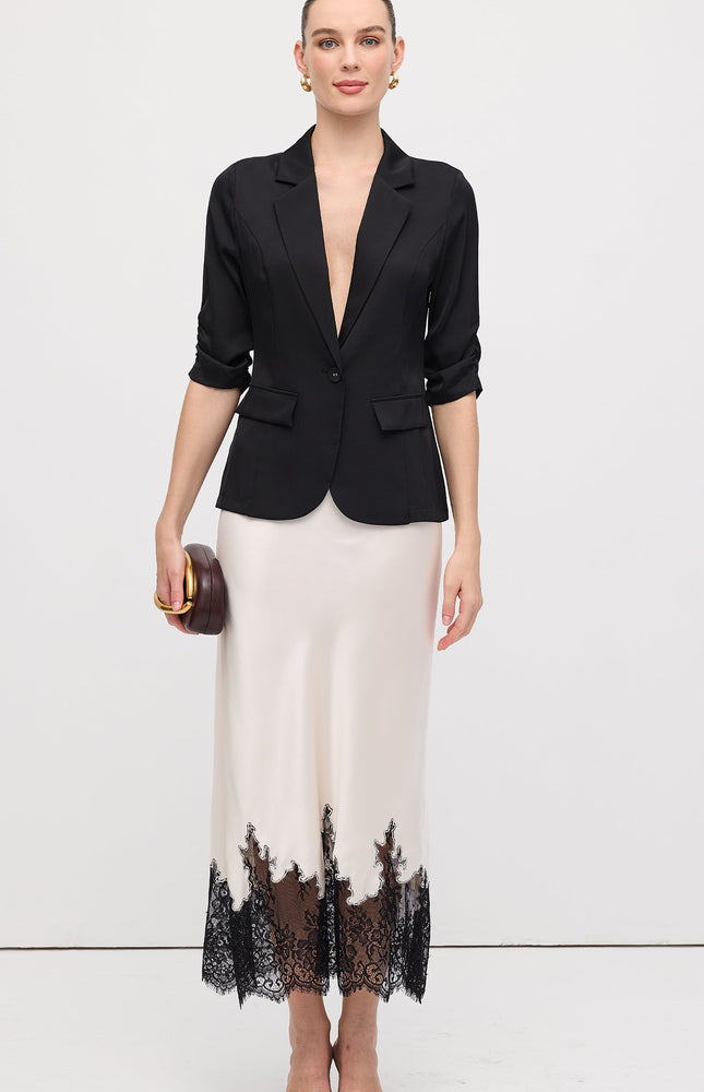 Dantel Saten Midi Etek