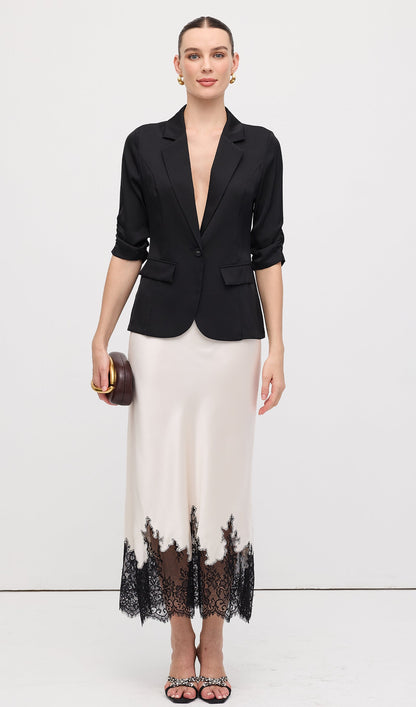 Dantel Saten Midi Etek