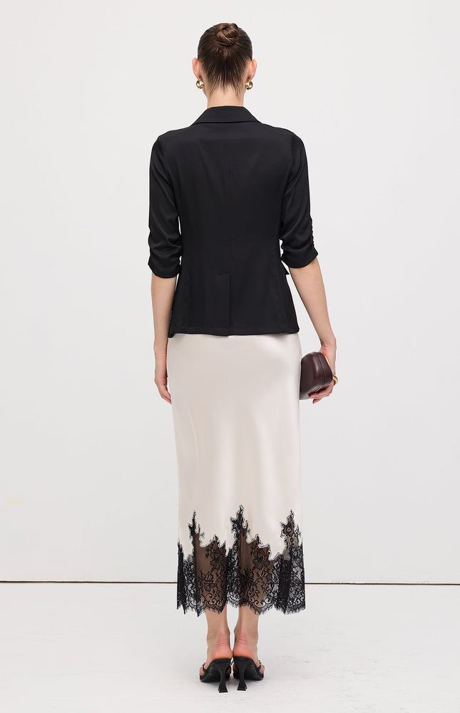 Dantel Saten Midi Etek