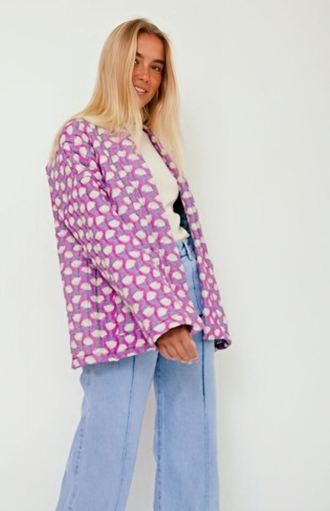 Moon Baskılı Kapitone Ceket