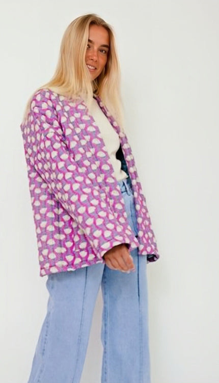 Moon Baskılı Kapitone Ceket