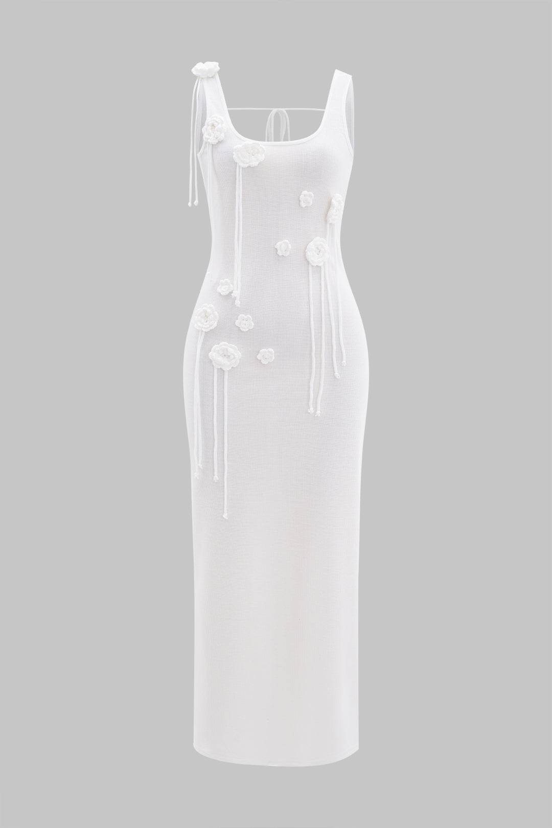 3D Çiçekli Kolsuz Tank Maxi Elbise