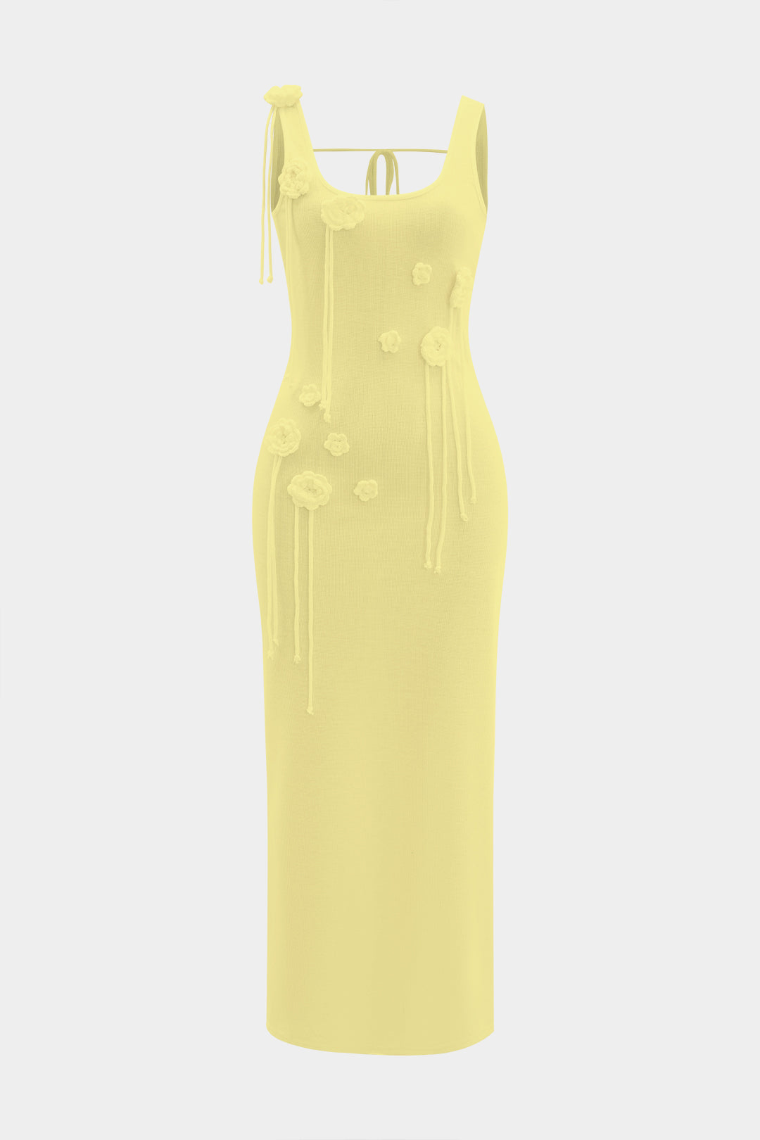 3D Çiçekli Kolsuz Tank Maxi Elbise