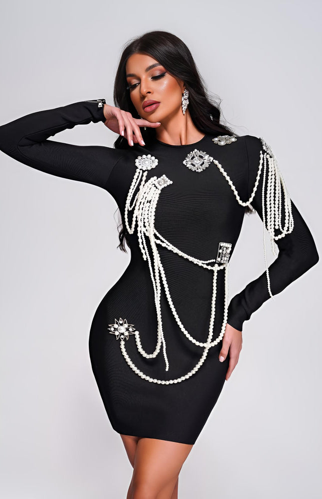 İnci Detaylı Bodyfit Elbise