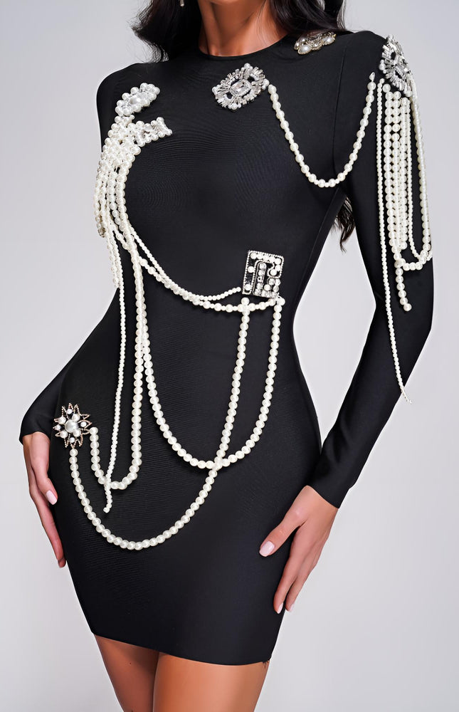 İnci Detaylı Bodyfit Elbise