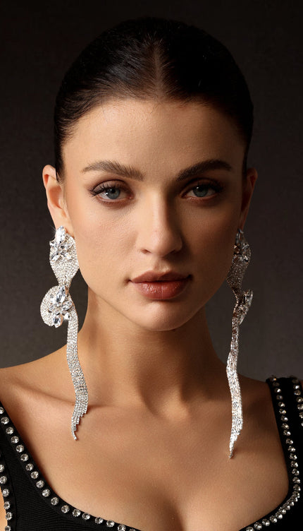 Tannen Taş Detaylı Yılan Model Küpeler