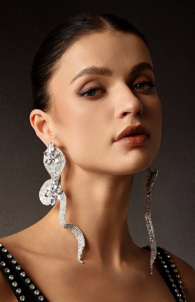 Tannen Taş Detaylı Yılan Model Küpeler