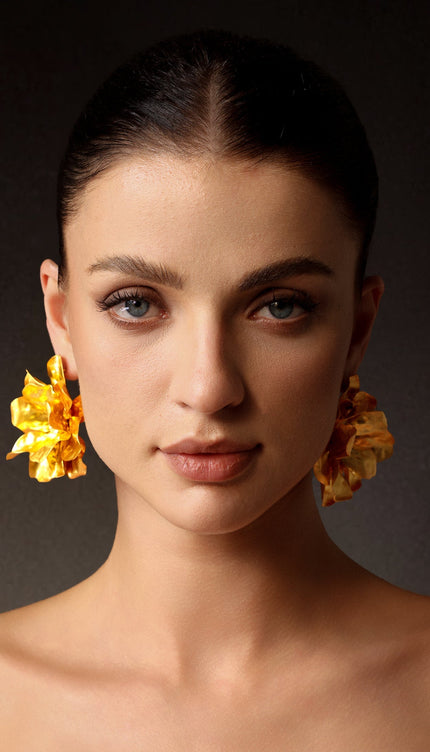 Vercia Metal Çiçek Taşlı Küpeler