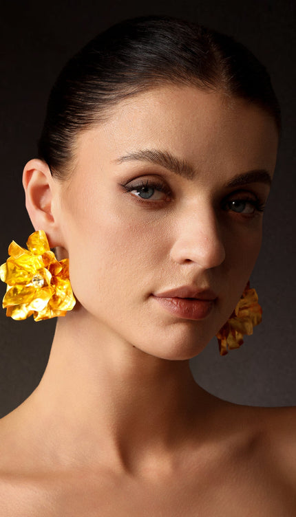 Vercia Metal Çiçek Taşlı Küpeler