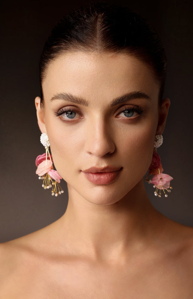 Serren İnci Çiçekli Küpeler