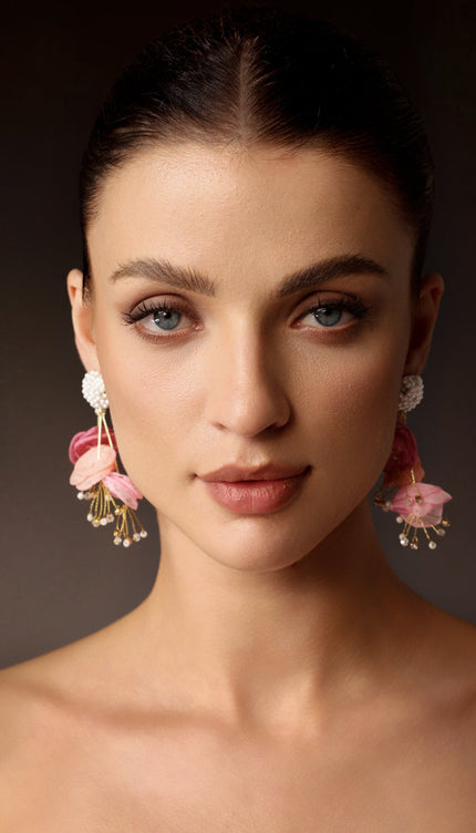 Serren İnci Çiçekli Küpeler