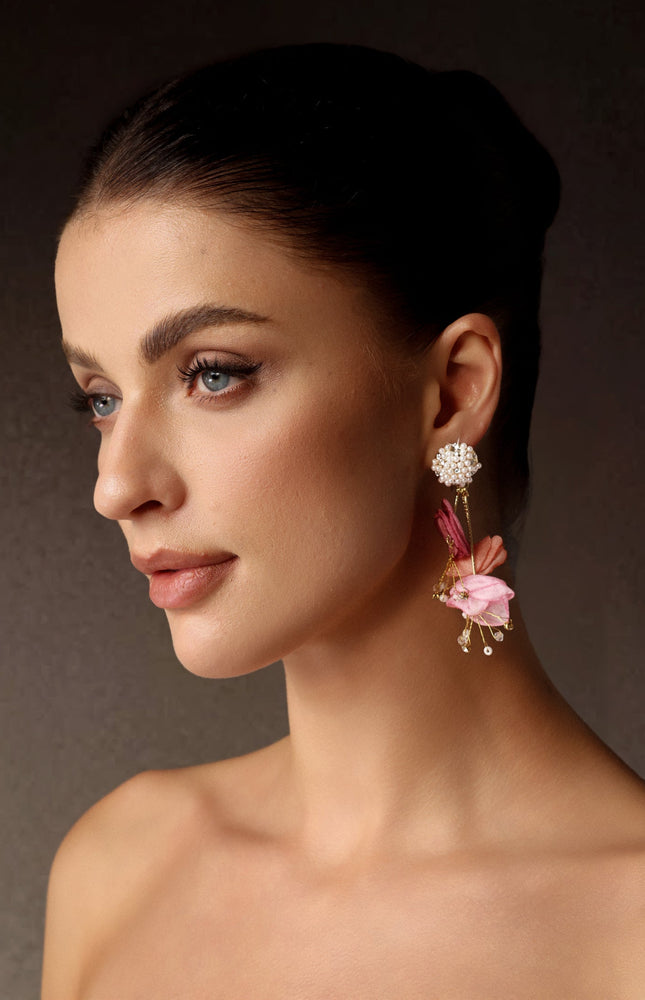 Serren İnci Çiçekli Küpeler