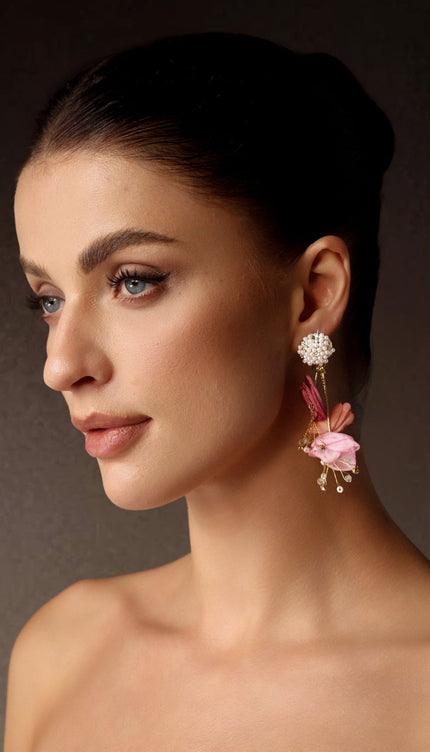 Serren İnci Çiçekli Küpeler