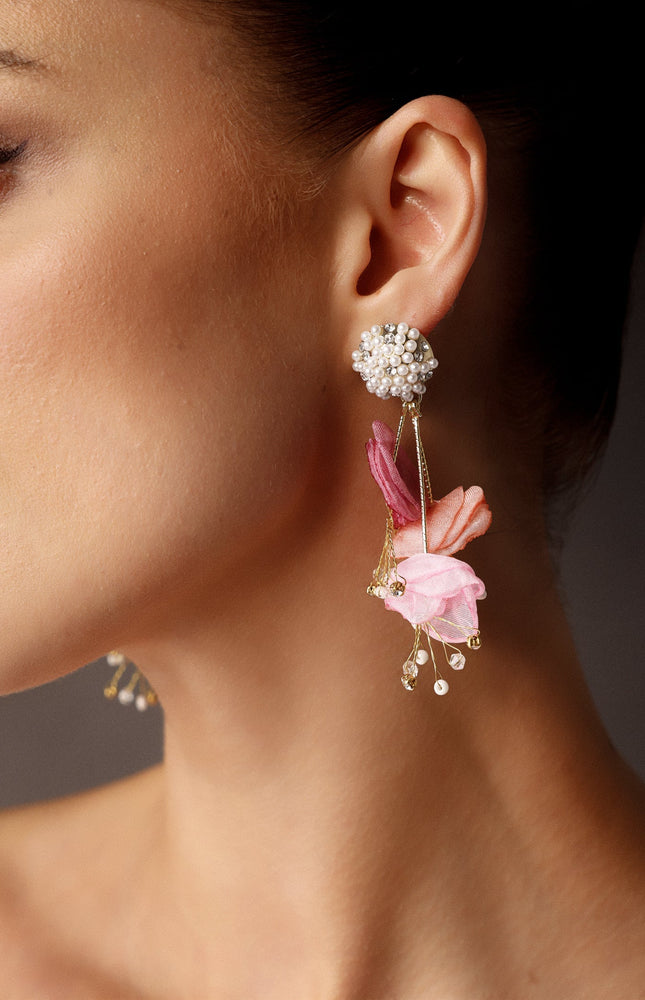 Serren İnci Çiçekli Küpeler