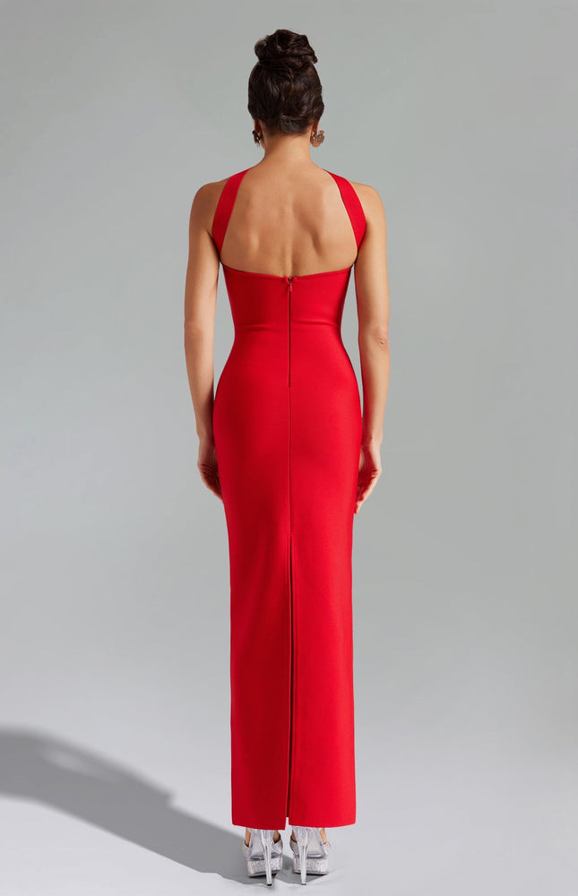 Gece Kırmızı Bandaj Midi Elbise