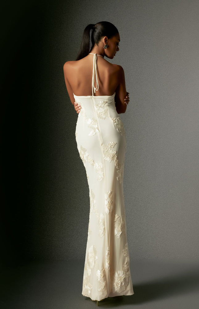 Çiçekli Halter Maxi Elbise