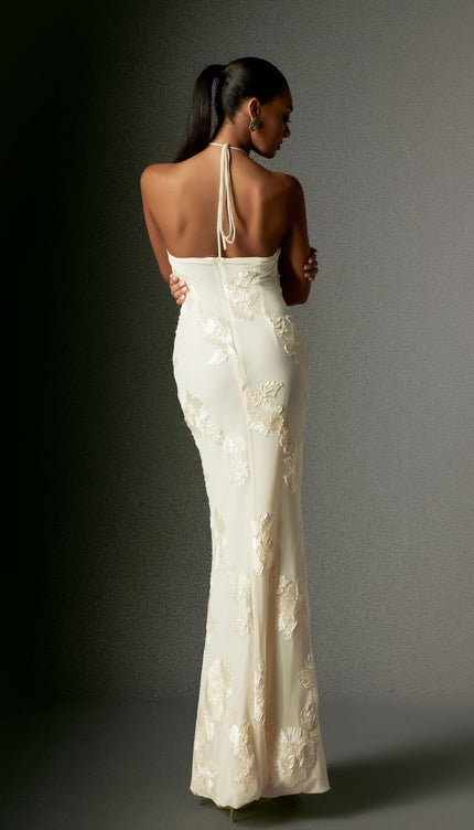 Çiçekli Halter Maxi Elbise