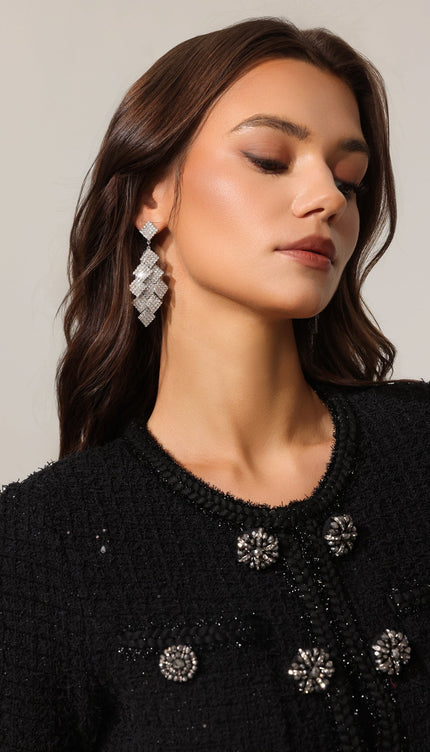 Villa Romboit Taş Detaylı Küpe