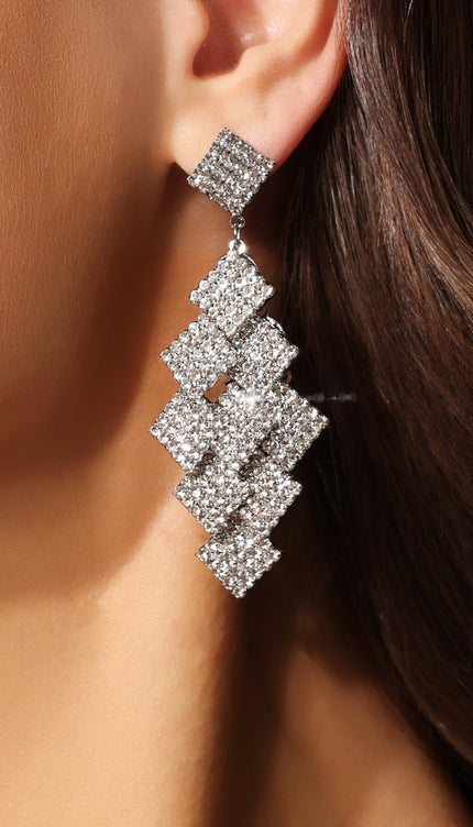 Villa Romboit Taş Detaylı Küpe