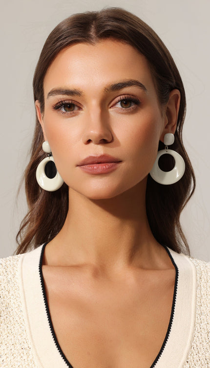 Runa Yuvarlak Hollow Desenli Küpeler