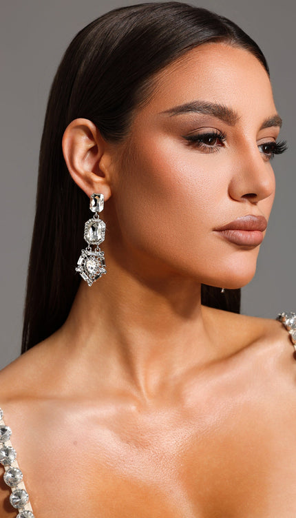 Lyla Taş Detaylı Kare Büyük Küpeler