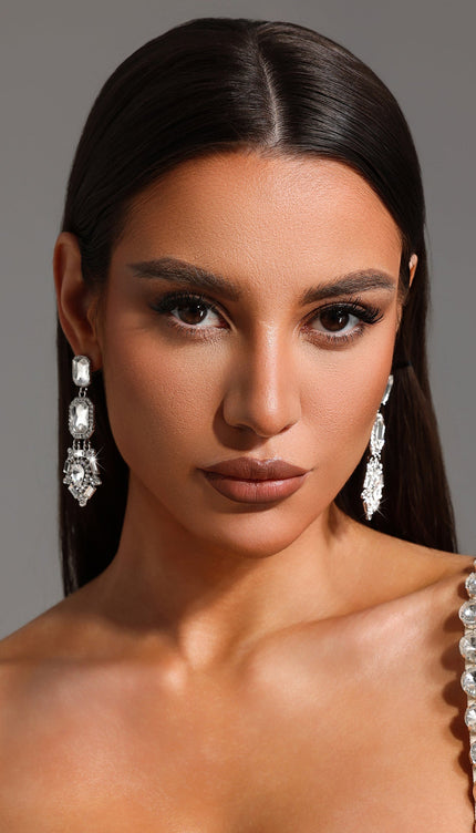 Lyla Taş Detaylı Kare Büyük Küpeler