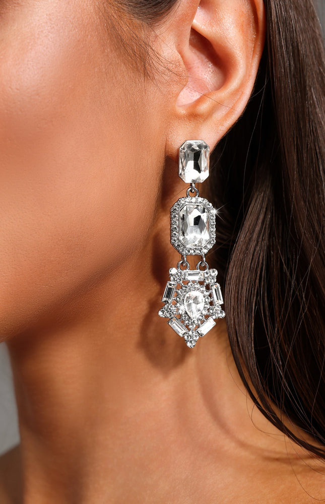 Lyla Taş Detaylı Kare Büyük Küpeler