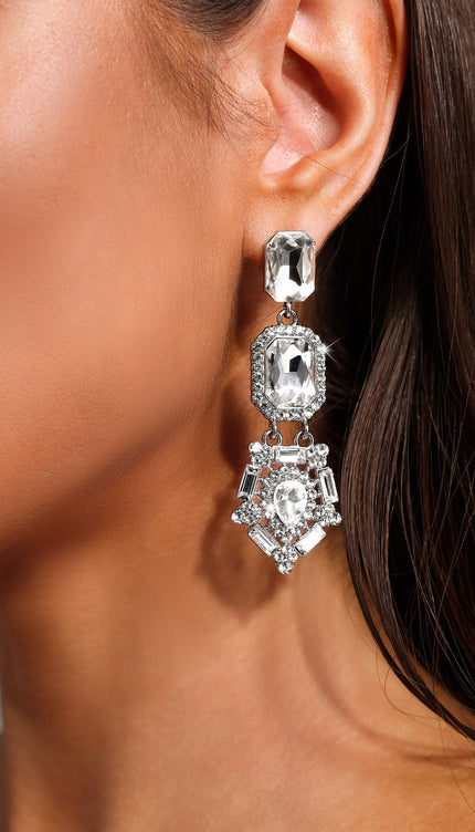 Lyla Taş Detaylı Kare Büyük Küpeler