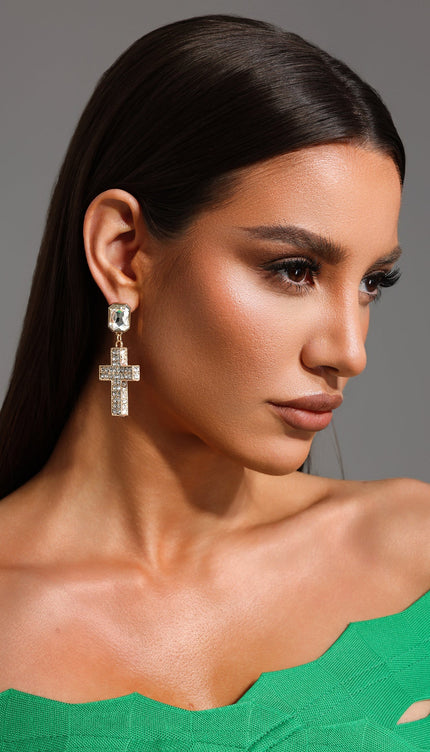 Katja Karel Kesim Haçlı Küpe