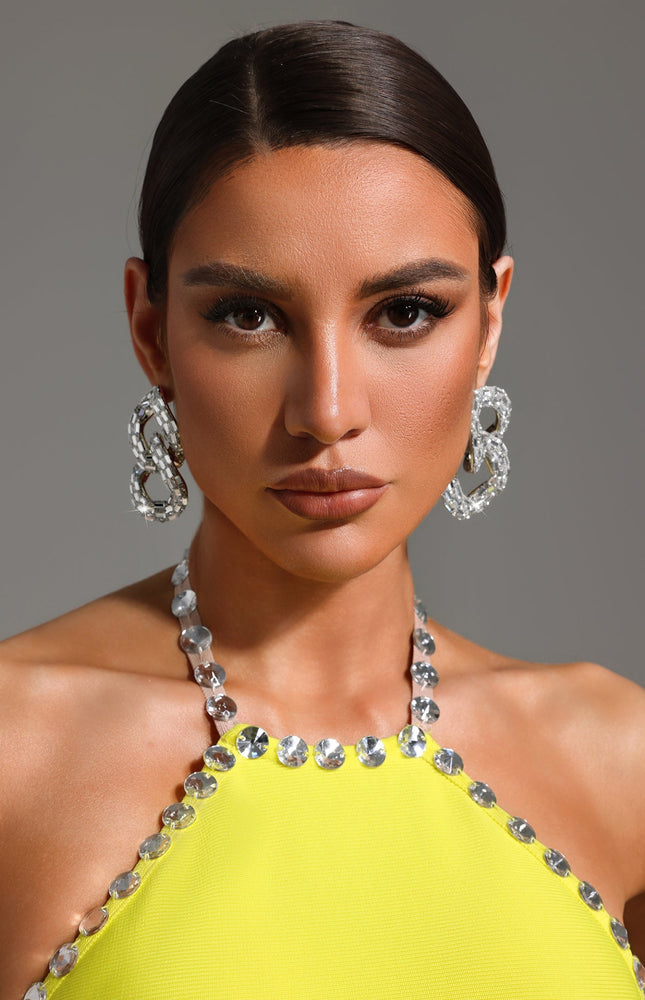 Oval Taş Detaylı Geometrik Küpeler