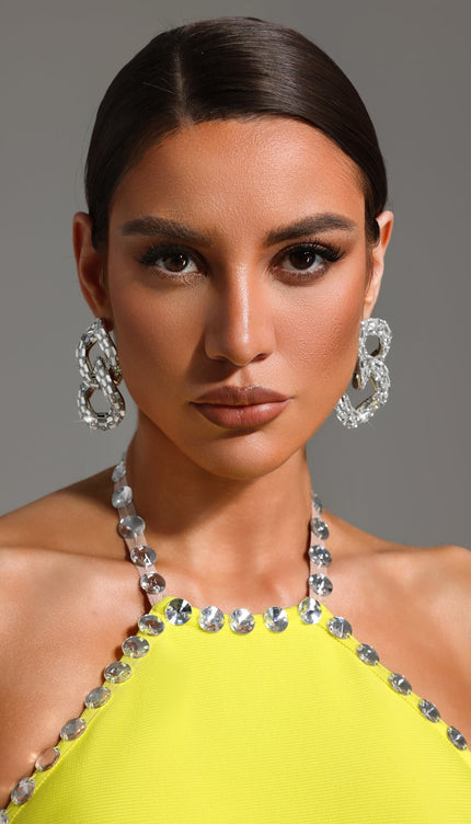 Oval Taş Detaylı Geometrik Küpeler