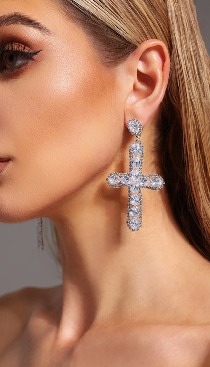 Vella Taş Detaylı Çapraz Küpeler