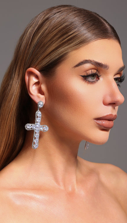 Vella Taş Detaylı Çapraz Küpeler