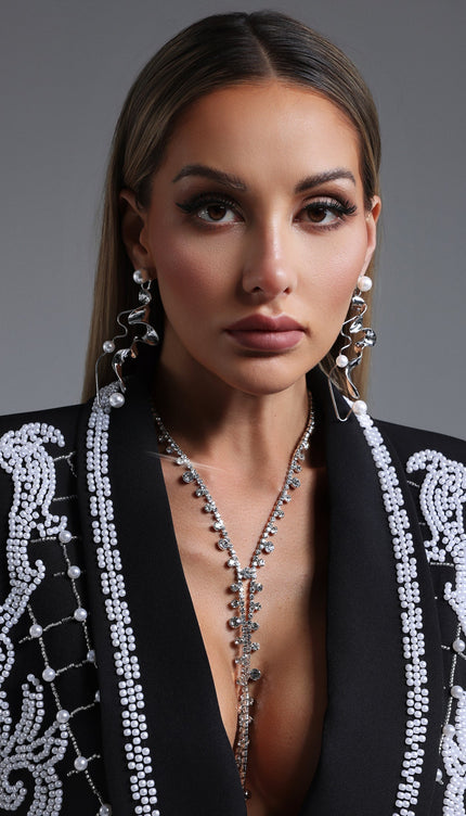 Asimetrik Zincirli İnci Küpe