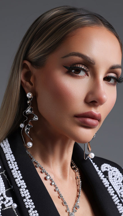 Asimetrik Zincirli İnci Küpe