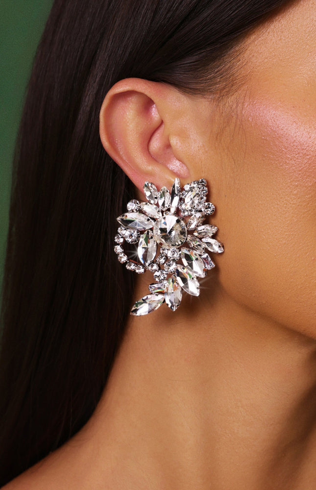 Rebekka Taş Detaylı Çiçek Küpeleri