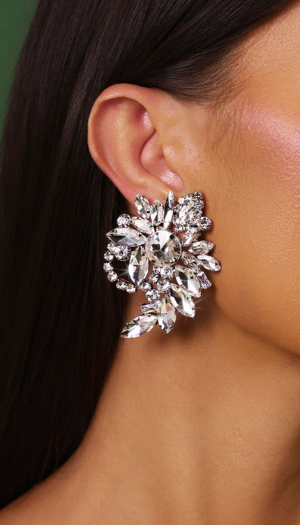 Rebekka Taş Detaylı Çiçek Küpeleri