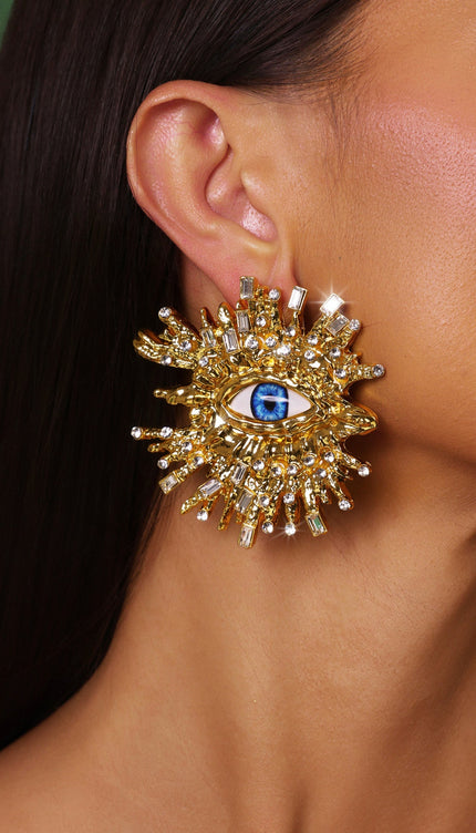 Sorel Geçişsiz Taş Detaylı Göz Küpeleri