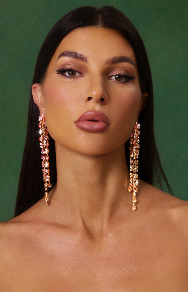 Kiwi Taş Detaylı Püsküllü Küpeler