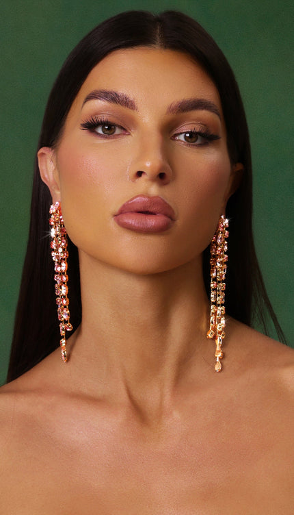 Kiwi Taş Detaylı Püsküllü Küpeler