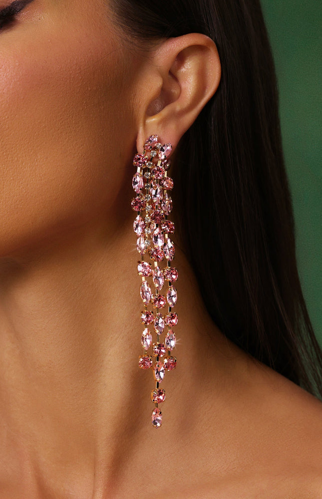 Kiwi Taş Detaylı Püsküllü Küpeler