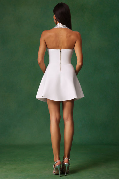 Yuro Volanlı Taşlı Mini Elbise