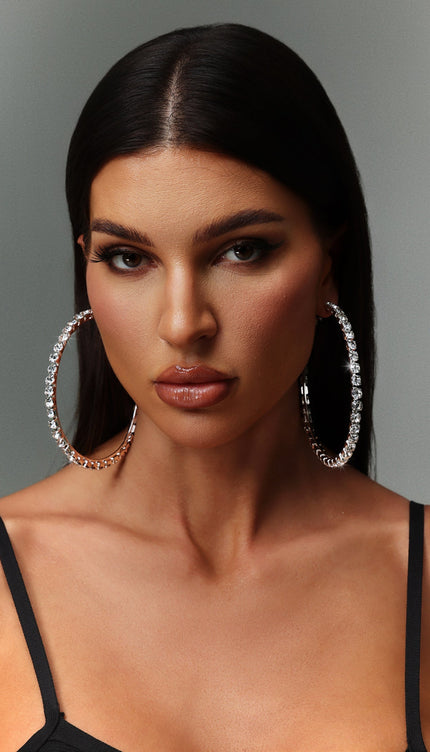 Sharina Taş Detaylı Büyük Halka Küpeler